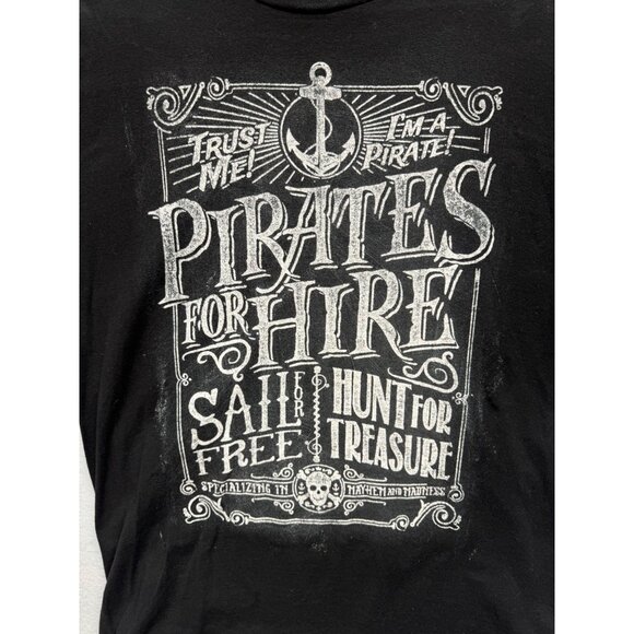 Pirates For Hire Graphic Black T-Shirt By The Eagle Design Group Size Medium - Picture 2 of 8